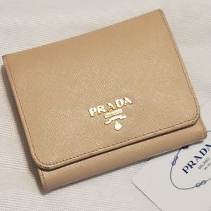 Authentic PRADA Saffiano Leather Trifold Wallet